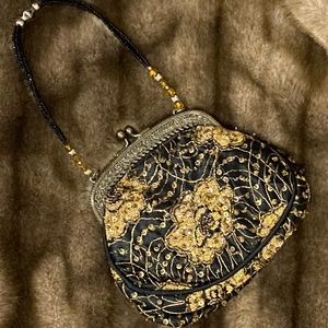 Christiana vintage black and gold lace bag